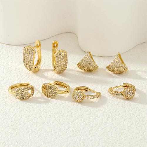 Cubic Zirconia Micro Pave Brass Earring, gold color plated & micro pave cubic zirconia & for woman 