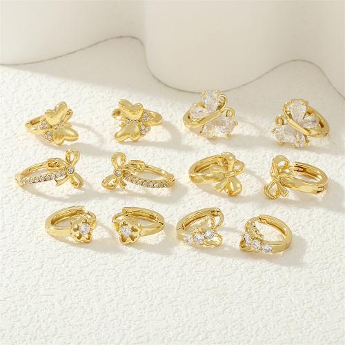 Cubic Zirconia Micro Pave Brass Earring, gold color plated & micro pave cubic zirconia & for woman 