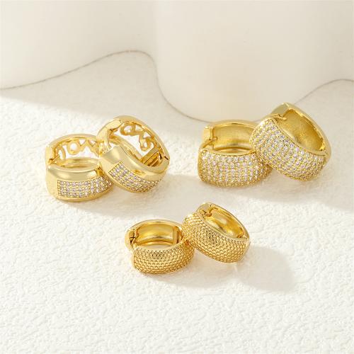 Cubic Zirconia Micro Pave Brass Earring, gold color plated & micro pave cubic zirconia & for woman 