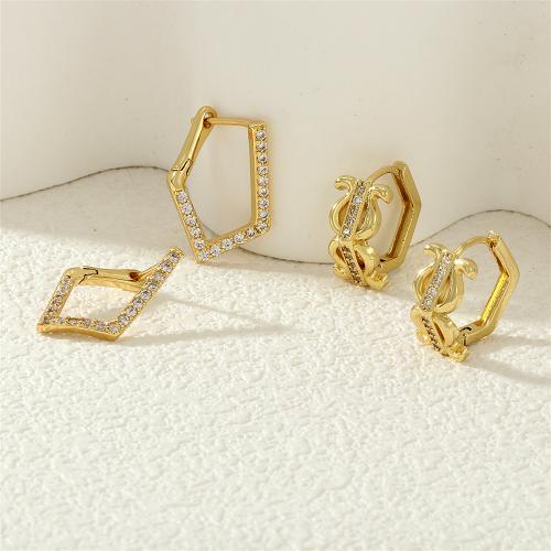 Cubic Zirconia Micro Pave Brass Earring, gold color plated & micro pave cubic zirconia & for woman 