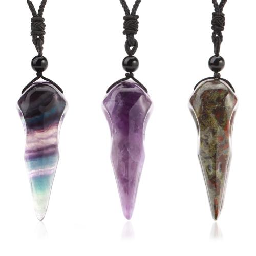 Gemstone Necklaces, with Knot Cord, polished, fashion jewelry & Unisex .65 Inch 