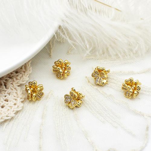 Brass Spacer Beads, plated, DIY & micro pave cubic zirconia, golden [