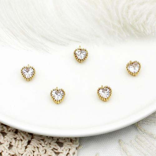 Cubic Zirconia Brass Pendants, plated, DIY & micro pave cubic zirconia, golden 