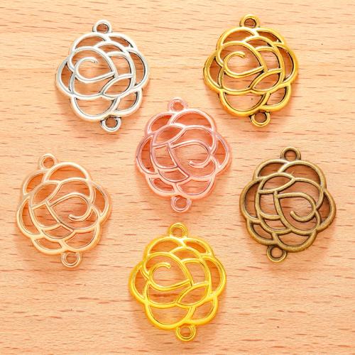 Zinc Alloy Charm Connector, Rose, plated, DIY & 1/1 loop & hollow 