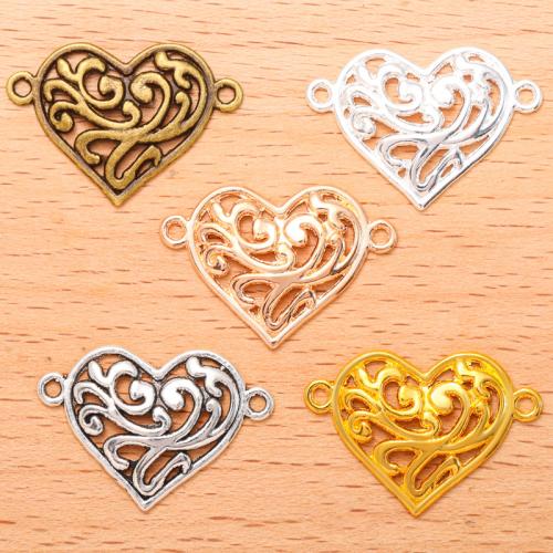 Zinc Alloy Charm Connector, Heart, plated, DIY & 1/1 loop & hollow 