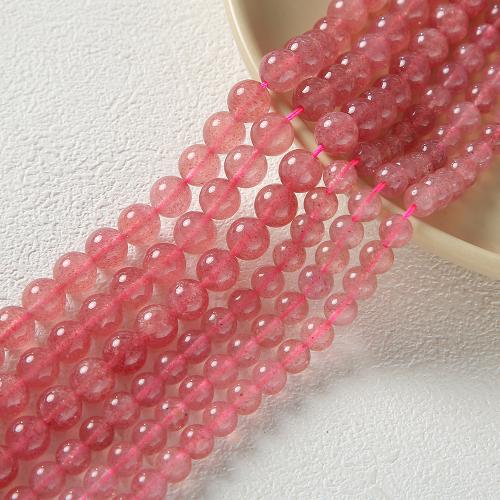 Strawberry Quartz Beads, Round, DIY pink 