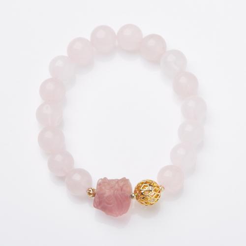 Gemstone Bracelets, Natural Fluorite, with Rose Quartz, handmade, fashion jewelry & for woman Approx 14-16 cm 