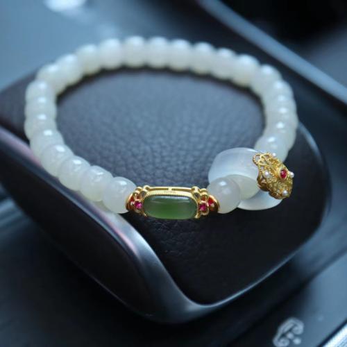 Pulsera de jade, Hetian Jade, hecho a mano, Joyería & diverso tamaño para la opción & para mujer, longitud:aproximado 14-16 cm, aproximado 28-32 cm, Vendido por UD