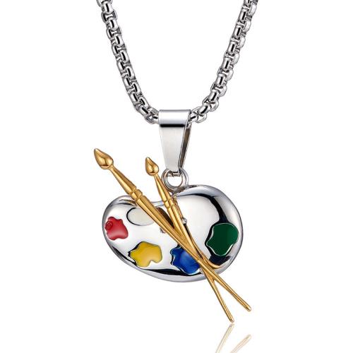 Enamel Stainless Steel Pendant, 304 Stainless Steel, polished & for man Approx 60 cm 