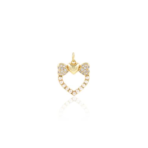 Cubic Zirconia Micro Pave Brass Pendant, Heart, plated, DIY & micro pave cubic zirconia [