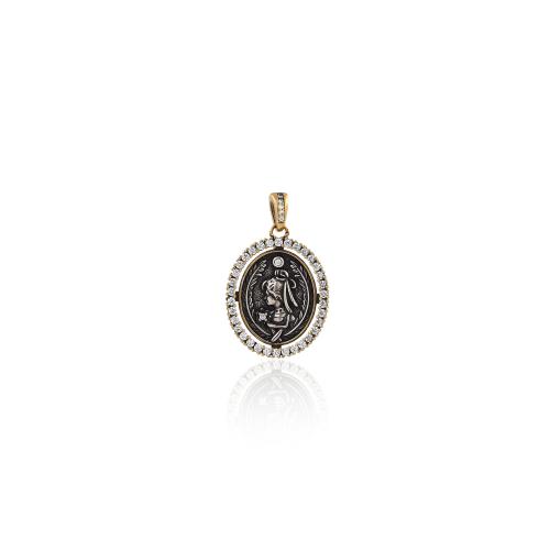 Cubic Zirconia Micro Pave Brass Pendant, gold color plated, DIY & micro pave cubic zirconia [