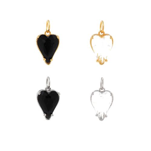 Cubic Zirconia Brass Pendants, with Cubic Zirconia, Heart, plated, DIY 