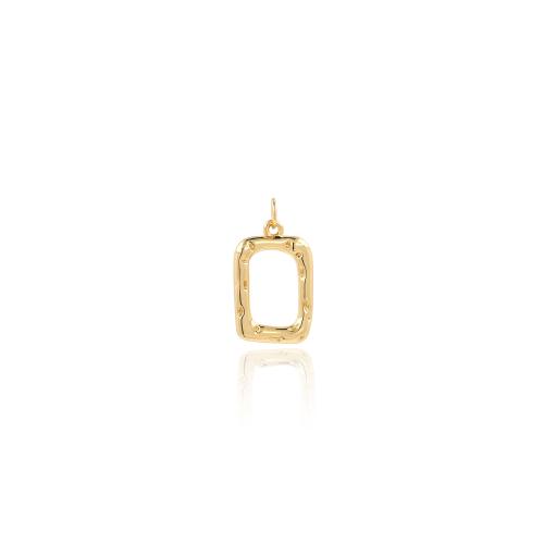 Brass Jewelry Pendants, Rectangle, gold color plated, DIY & hollow 