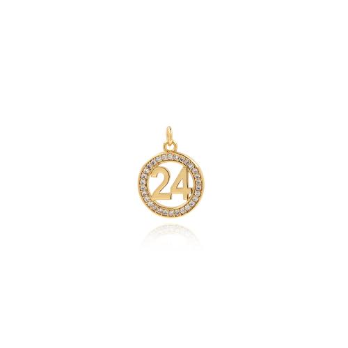 Cubic Zirconia Micro Pave Brass Pendant, gold color plated, DIY & micro pave cubic zirconia 