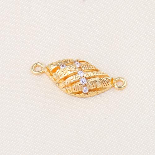 Cubic Zirconia Micro Pave Brass Connector, Conch, gold color plated, DIY & micro pave cubic zirconia & 1/1 loop 