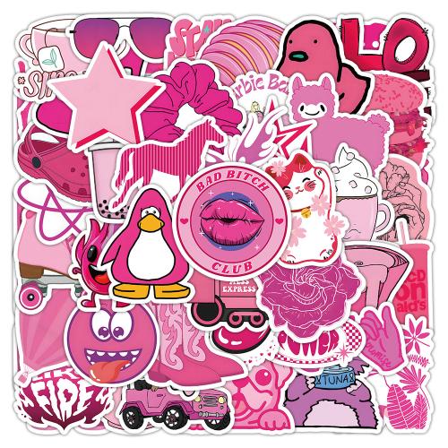 Fashion Sticker Paper, PVC Plastic, with Adhesive Sticker, DIY & waterproof, mixed colors, About 4-8CM [