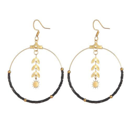 Boucles d'oreilles en acier titane, avec Pierre naturelle, Placage de couleur d'or, bijoux de mode & styles différents pour le choix & pour femme, plus de couleurs à choisir, Vendu par paire