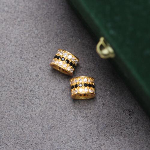 Sterling Silver Spacer Beads, 925 Sterling Silver, DIY & micro pave cubic zirconia, golden 