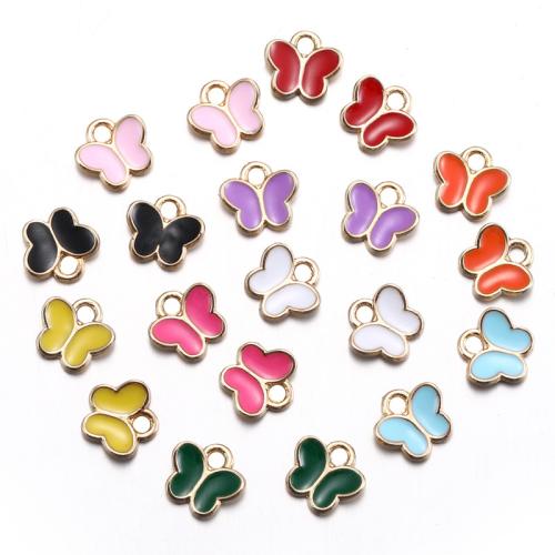 Zinc Alloy Enamel Pendants, Butterfly, plated, DIY [