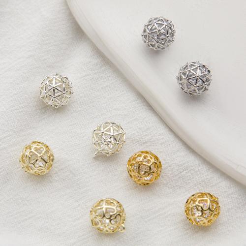 Cubic Zirconia Brass Pendants, with Cubic Zirconia, Round, plated, DIY & hollow 10mm 