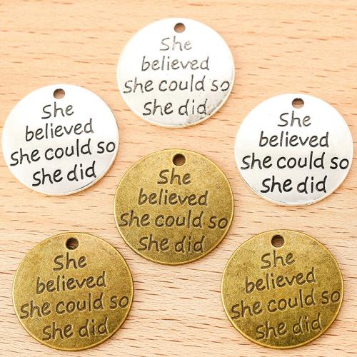 Zinc Alloy Tag Charm, Round, plated, DIY 