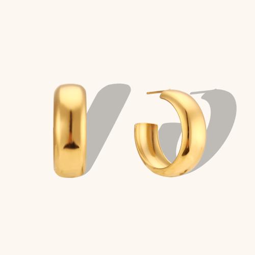 Stainless Steel Stud Earring, 304 Stainless Steel, 18K gold plated, fashion jewelry & for woman, golden [