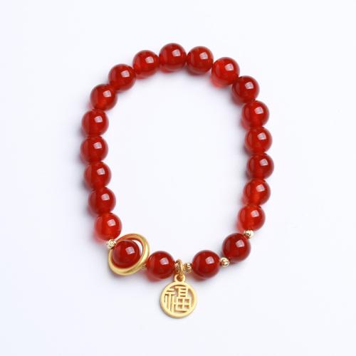 Pulseras de ágate roja, Ágata roja, hecho a mano, Joyería & diferentes estilos para la opción & para mujer, longitud:aproximado 14-16 cm, Vendido por UD[