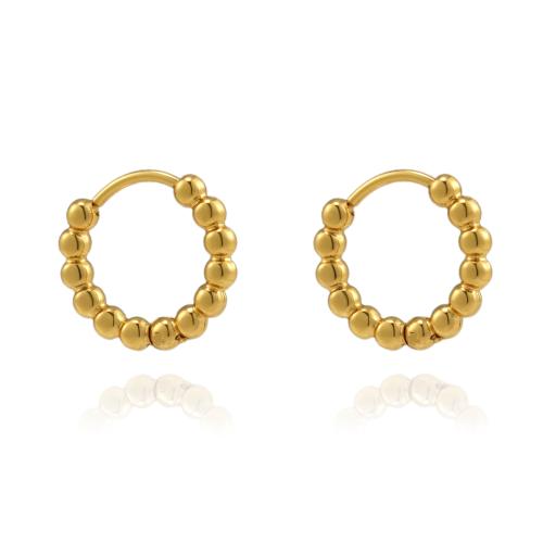 Stainless Steel Hoop Earring, 304 Stainless Steel, 18K gold plated, fashion jewelry & for woman, golden 