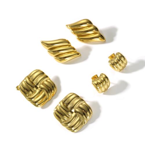 Edelstahl Stud Ohrring, 304 Edelstahl, 18K vergoldet, Modeschmuck & verschiedene Stile für Wahl & für Frau, goldfarben, verkauft von Paar