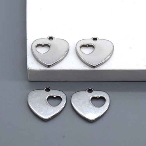 Stainless Steel Heart Pendants, 304 Stainless Steel, DIY & hollow 