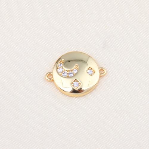 Cubic Zirconia Micro Pave Brass Connector, Round, gold color plated, DIY & micro pave cubic zirconia & 1/1 loop 