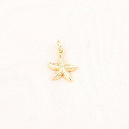 Animal Brass Pendants, Starfish, gold color plated, DIY 