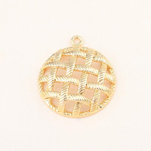 Brass Jewelry Pendants, Round, gold color plated, DIY 