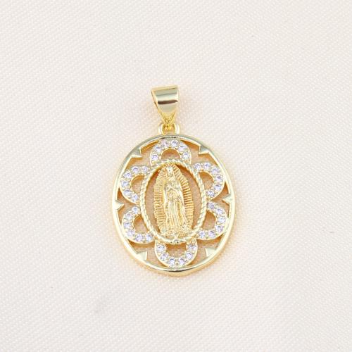 Cubic Zirconia Micro Pave Brass Pendant, gold color plated, DIY & micro pave cubic zirconia 