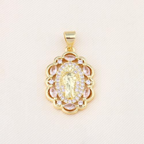 Cubic Zirconia Micro Pave Brass Pendant, gold color plated, DIY & micro pave cubic zirconia 