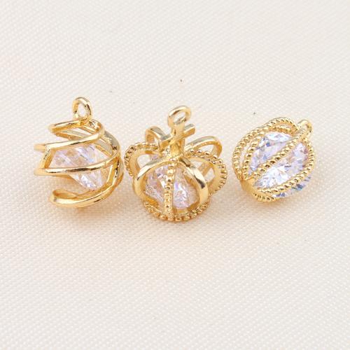 Cubic Zirconia Brass Pendants, gold color plated, DIY & micro pave cubic zirconia 