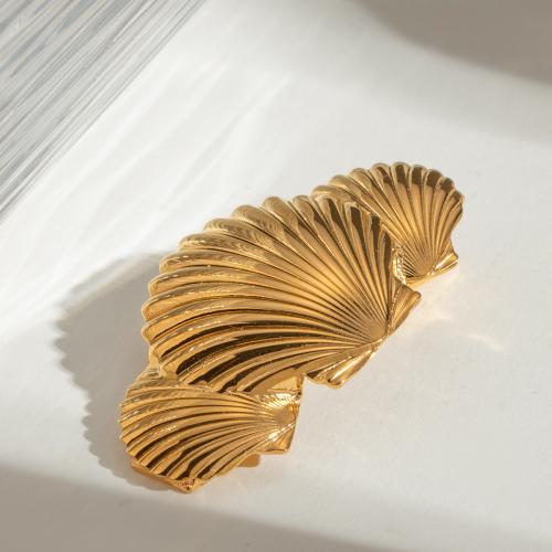 Alligator Hair Clip, 304 Stainless Steel, Shell, gold color plated, fashion jewelry, golden 