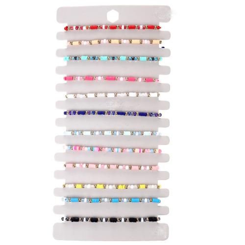 Bracelets Bijoux en verre, Seedbead, avec argile de polymère & perle de plastique, fait à la main, bijoux de mode & pour femme, couleurs mélangées cm é, Vendu par fixé