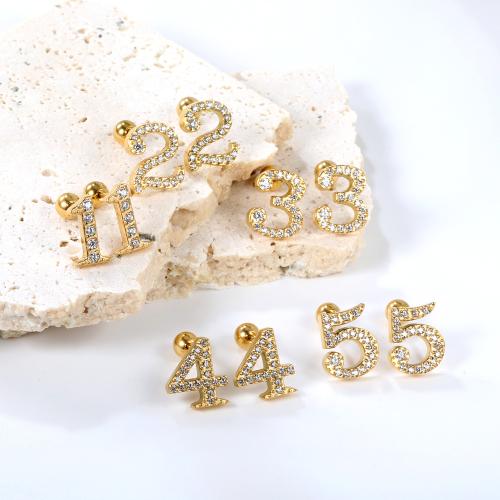 Arito de imitación de diamante de acero inoxidable, acero inoxidable 304, figura, chapado en color dorado, diferentes estilos para la opción & para mujer & con diamantes de imitación, Vendido por Par