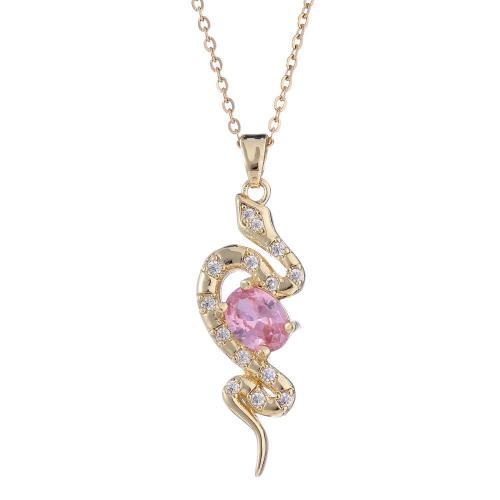 Collier en laiton cubique Zircon Micro Pave, serpent, Placage, pavé de micro zircon & pour femme, plus de couleurs à choisir Environ 41-50 cm, Vendu par PC