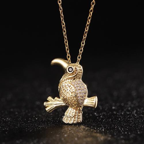 Collier en laiton cubique Zircon Micro Pave, avec perle de plastique, hibou, Placage, styles différents pour le choix & pavé de micro zircon & pour femme, doré Environ 41-50 cm, Vendu par PC