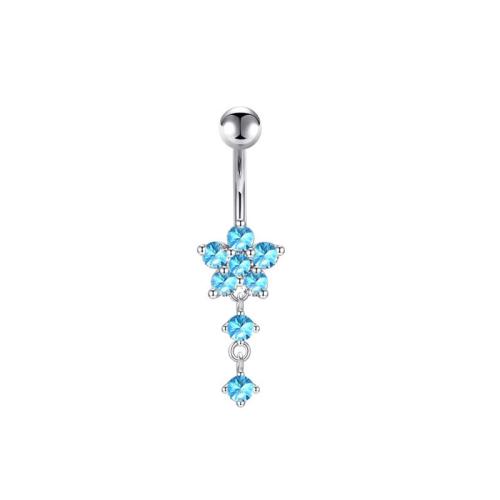 Brass Belly Ring, plated, Unisex & micro pave cubic zirconia 