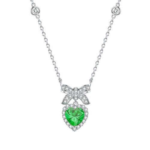 925 Sterling Silver Necklace, with 2inch extender chain, Heart, micro pave cubic zirconia & for woman Approx 17.3 Inch [