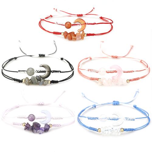 Gemstone Bracelet, with Polyester Cord, handmade, Double Layer & for woman Approx 6.3-10.2 Inch 