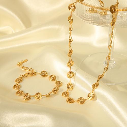 Fashion Stainless Steel Jewelry Sets, 304 Stainless Steel, with 5cm extender chain, fashion jewelry & for woman, golden Approx 42 cm, Approx 16 cm 