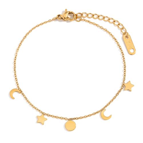 Stainless Steel Charm Bracelet, 304 Stainless Steel, with 3cm extender chain, 18K gold plated, fashion jewelry & for woman, golden Approx 16 cm 