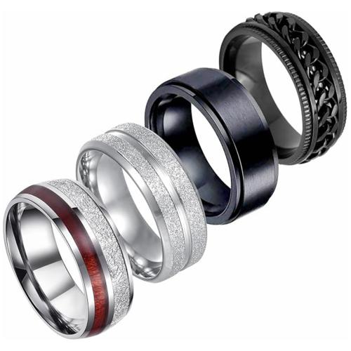 Ring paar, 304 Edelstahl, 4 Stück & unisex & verschiedene Größen vorhanden, width 8mm, thickness 2mm, verkauft von setzen