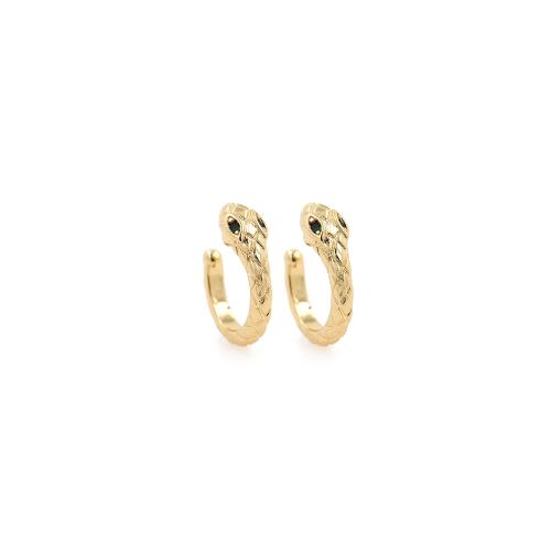 Cubic Zirconia Micro Pave Brass Earring, Snake, gold color plated, fashion jewelry & micro pave cubic zirconia & for woman 