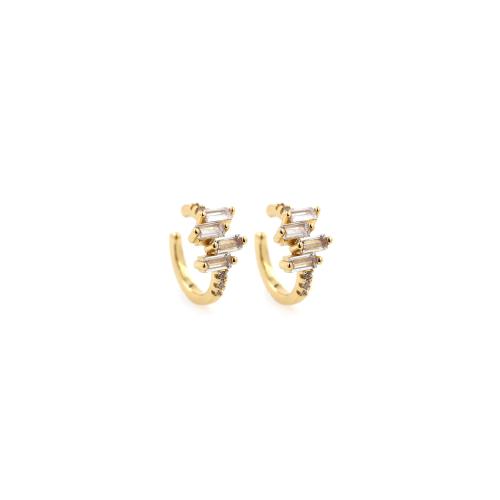 Cubic Zirconia Micro Pave Brass Earring, gold color plated, fashion jewelry & micro pave cubic zirconia & for woman 