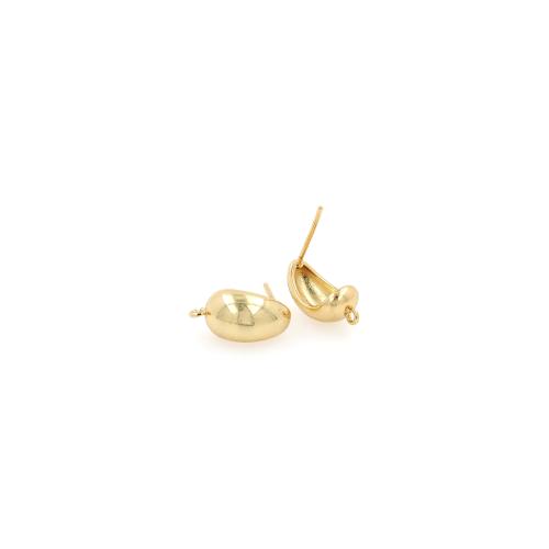 Brass Earring Stud Component, gold color plated, DIY & for woman 